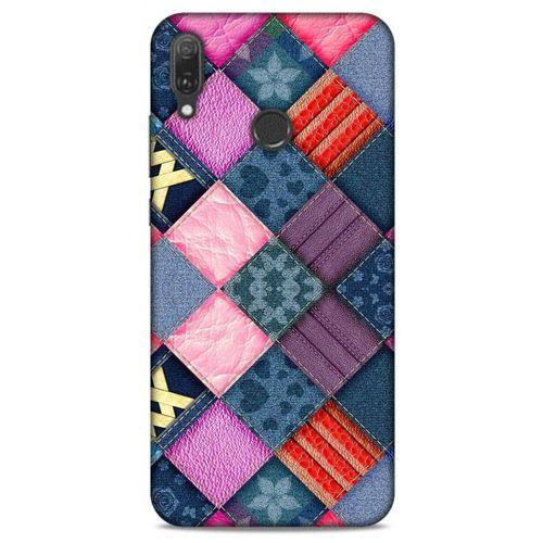 Huawei Y9 2019 Kılıf Patchwork (39) Liquid Crystal Kılıf Şeker Pembe Bordo