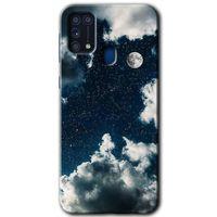 MRCİLETİSİM MRCİLETİSİM Samsung Galaxy M31 Kılıf HD Desen Baskılı Arka Kapak + Temperli Cam - Gece Gökyüzü