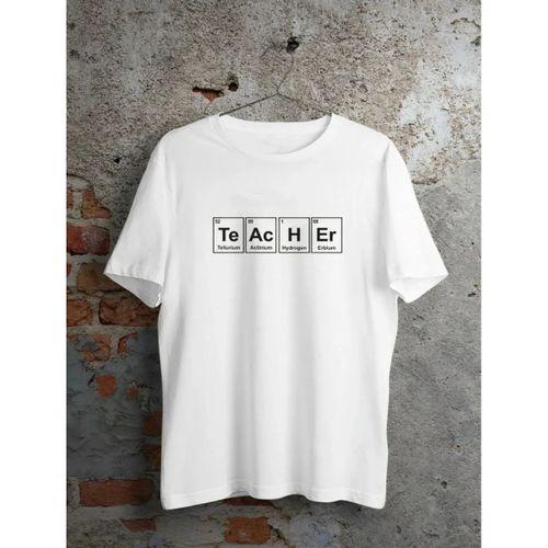 24 Kasım Kimya Öğretmeni Hediyesi Baskılı Bisiklet Yaka T-shirt - Beyaz