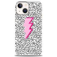 iPhone 13 Kılıf HD Baskılı Kılıf - Pembe Şimşek + Tam Ekran Koruyucu