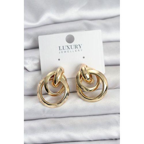 Gold Renk Halka Model Pirinç Kadın Küpe