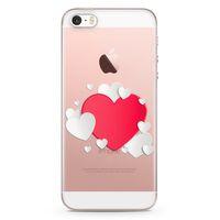Apple iPhone SE Kılıf Üç Boyutlu Kalpler Arka Kapak Koruma Desenli Full Koruyucu