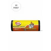 Büyük Boy Çöp Torbası 65 x 80 cm 10 Lu Rulo x 10 Paket = 100 Adet (Siyah)