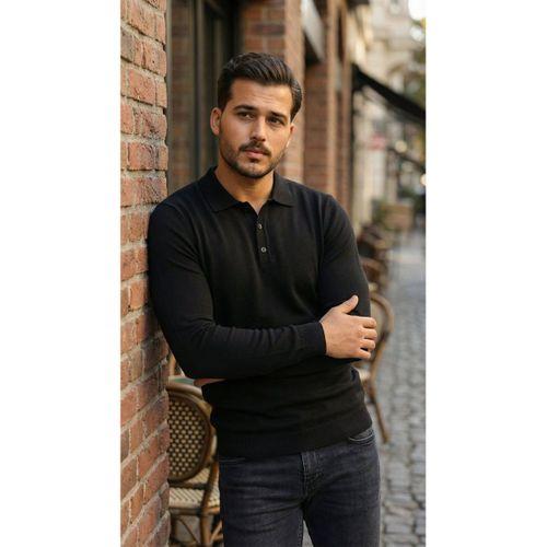 Erkek Düğme Yakalı Triko