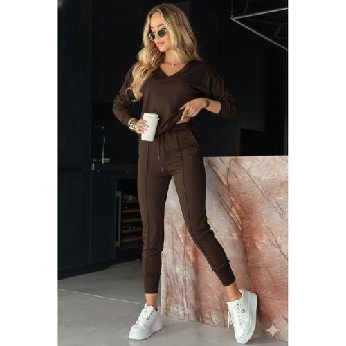 Kadın Uzun Kollu V Yakalı Viskon Iki Iplik Bluz Ve Pantolon Ikili Takım