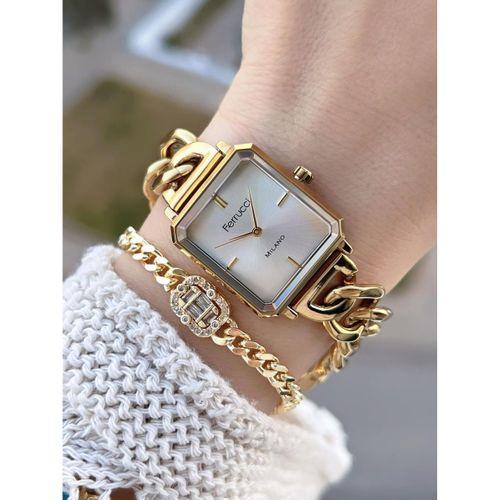 Ferrucci Zincir Tasarım 2 Yıl Garantili 3 Atm Suya Dayanıklı Kadın Kol Saati+Bileklik Z03494.4