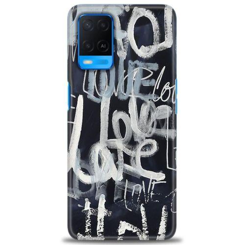 Oppo A54 Kılıf HD Baskılı Kılıf - Gri Love + Tam Ekran Koruyucu