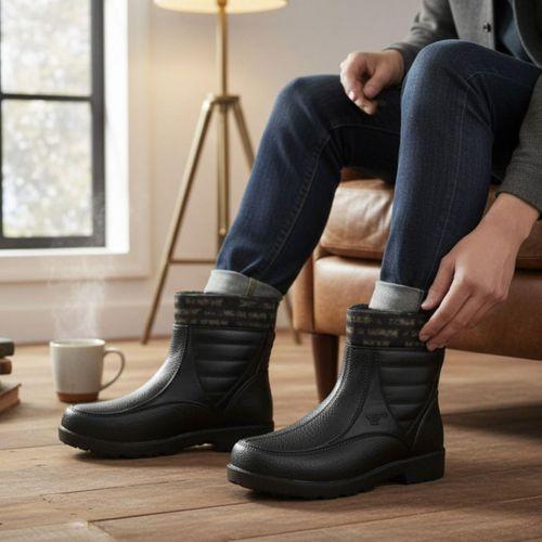 Fiyra Yaldır Siyah Renk İçi Kürklü Yumuşak Fermuarlı Plastik Bot