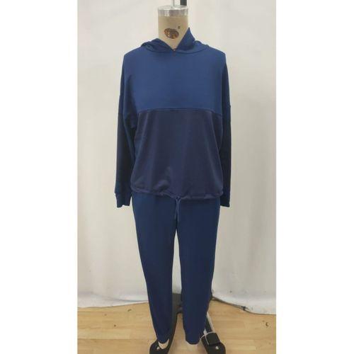 Kadın Uzun Kollu Kapşonlu Viskon Iki Iplik Bluz Ve Pantolon Ikili Takım