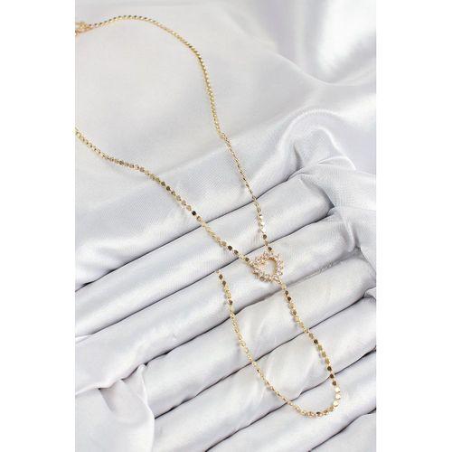Pirinç Zirkon Taşlı Ezme Zincirli Kalp Model Gold Renk Y Kolye