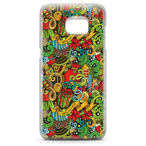Samsung Galaxy S7 Edge Kılıf Doodle Happy New Year Arka Kapak Koruma Desenli Full Koruyucu