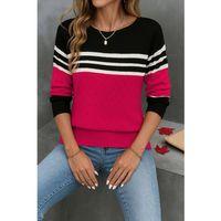 Kadın Uzun Kollu Bisiklet Yaka çok Renkli Triko Bluz