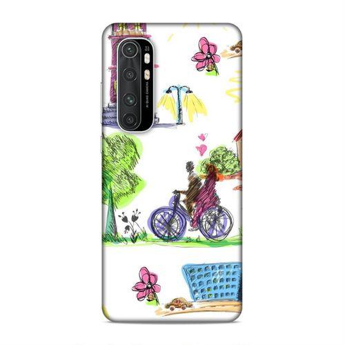 Xiaomi Mi Note 10 Lite Kılıf Pembe Sehir Arka Kapak Silikon Koruma Full Koruyucu
