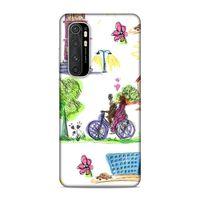 Xiaomi Mi Note 10 Lite Kılıf Pembe Sehir Arka Kapak Silikon Koruma Full Koruyucu
