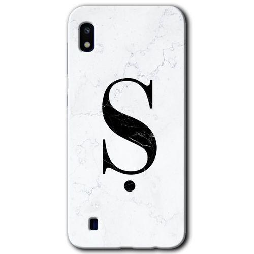Potkal Hediye Fabrikası Samsung Galaxy A10 Kılıf HD Desen Baskılı Arka Kapak - Beyaz Mermer Desenli Ş Harfi