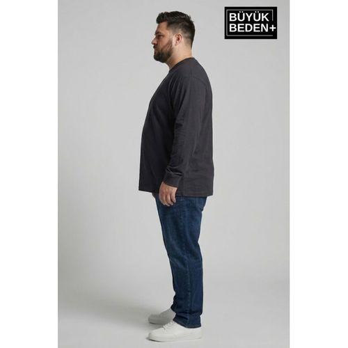 Erkek Büyük Beden 3 lü Set Uzun Kollu 2 İplik Bisiklet Yaka Tişört SPR26BEA942+3