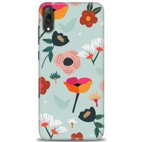 Huawei Y7 Prime 2019 Kılıf HD Baskılı Kılıf - Çiçekli Dallar + Tam Ekran Koruyucu