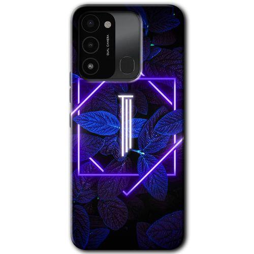 Tecno Spark 8C Kılıf HD Desen Baskılı Arka Kapak - Dark Neon Yaprak I Harfi
