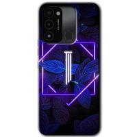 Tecno Spark 8C Kılıf HD Desen Baskılı Arka Kapak - Dark Neon Yaprak I Harfi