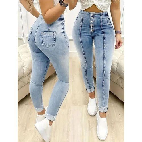 Kadın Yüksek Bel önden Düğmeli Jean Pantolon