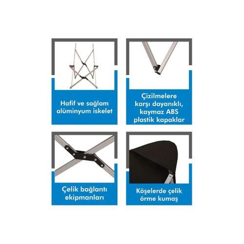 Box&Box Alüminyum Katlanabilir Kamp Sandalyesi, Piknik Sandalyesi, Taşıma Çantalı, Kumaş, Siyah