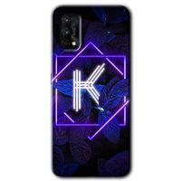 Potkal Hediye Fabrikası Realme 7 Pro Kılıf HD Desen Baskılı Arka Kapak - Dark Neon Yaprak K Harfi