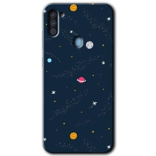 MRCİLETİSİM Samsung Galaxy A11 Kılıf Baskılı Kapak - Çizim Gezegen +Tam Kaplayan Mat Seramik
