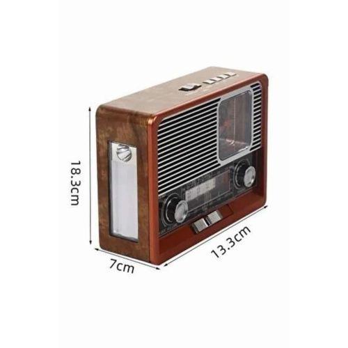 Vintage Nostaljik Radyo Aux Usb Sd Kart Girişli Şarjlı Bluetooth Bağlantılı