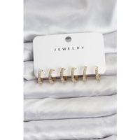 Gold Renk Pirinç Zirkon Taşlı Halka Kadın Küpe Seti