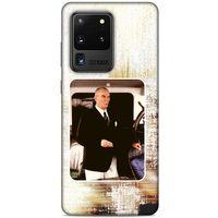 Samsung Galaxy S20 Ultra Kılıf Atatürk (24) Darbe Emici Kılıf Eskitilmiş Beyaz
