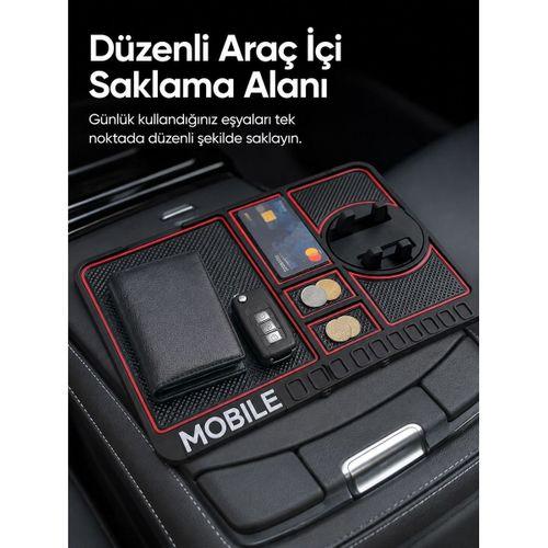 Telefon Standlı Araç İçi Organizer Kaydırmaz Silikon Konsol Düzenleyici Mat