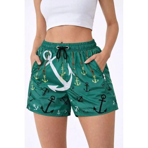 Deniz Şortu Fermuarlı Cepli File Astarlı Hızlı Kuruyan Premium - Su Yeşili