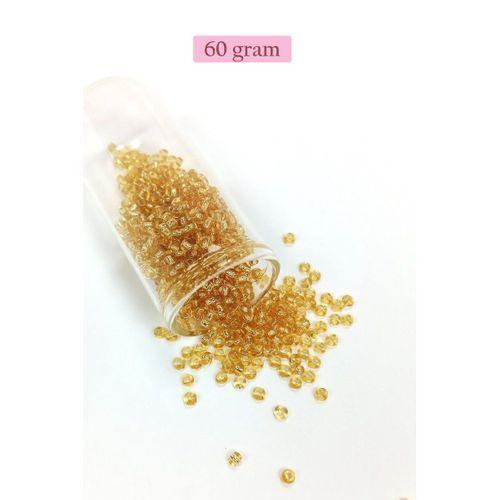 Dökme Cam Kum Boncuk (8/0) 3 mm - 60 Gram - Şeffaf Koyu Sarı - BNC217