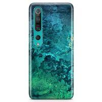 Xiaomi Mi 10 Kılıf Mavi Yeşil Plazma Arka Kapak Koruma Desenli Full Koruyucu