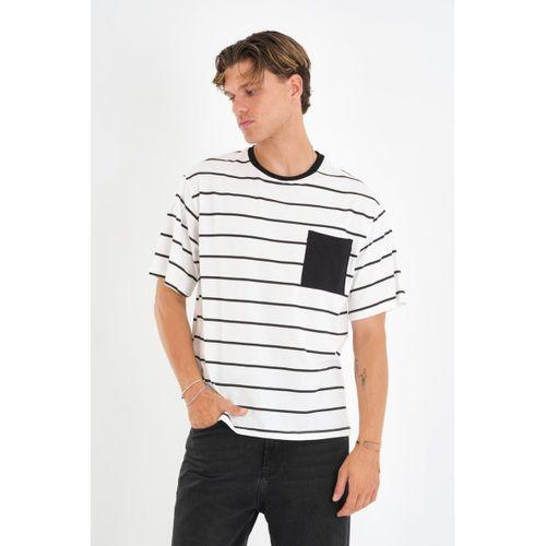 ALEXANDERGARDI Cep Detaylı Bisiklet Yaka Çizgili T-shirt