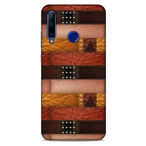 Huawei Y6P Kılıf Patchwork (33) Hybrid Kılıf Kahve Toz Pembe