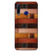 Huawei Y6P Kılıf Patchwork (33) Hybrid Kılıf Kahve Toz Pembe