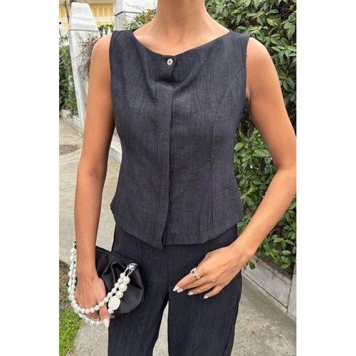 Sıfır Kollu Bluz Batik Desenli Pantolon İkili Takım 10181-08