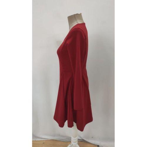 Kadın Uzun Kollu Kare Yakalı Mini Ithal Krep Elbise