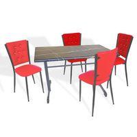 Dockers Halley - Kapitoneli Mutfak Masa Takımı - 80x140 (Werzalit, Wermodin veya Allzalit Tabla) - Palazzo-Kırmızı