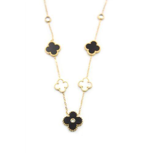 Taşlı Yonca Kolye - Altın