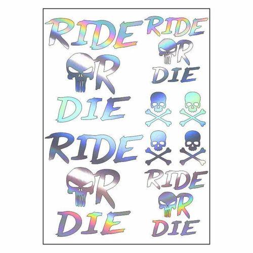 SEVGENT A4 Sticker 123 Tek Paket Çoklu Ride Or Die Hologram