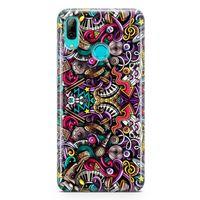 Huawei P Smart 2019 Kılıf Youtuber Doodle Arka Kapak Koruma Desenli Full Koruyucu