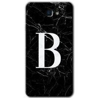 Samsung Galaxy J7 Prime 2 Kılıf HD Desen Baskı Arka Kapak+ Temperli Cam-Siyah Mermer Desenli B Harfi