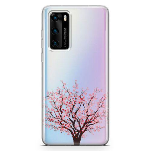 Huawei P40 Kılıf Kiraz Tomurcuk Arka Kapak Koruma Desenli Full Koruyucu