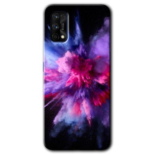 Realme 7 Pro Kılıf Baskılı Kapak - Color Splash Purple + 5D Tam Kaplayan Cam