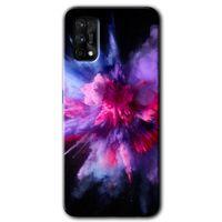 Realme 7 Pro Kılıf Baskılı Kapak - Color Splash Purple + 5D Tam Kaplayan Cam