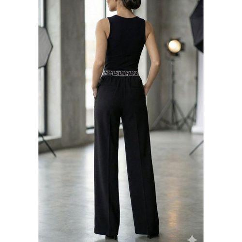 Kadın Yüksek Bel Beli Lastikli Genç Paçalı Ithal Krep Pantolon