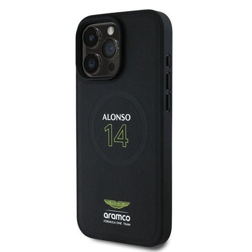 Apple iPhone 16 Pro Max Kılıf Aston Martin Orjinal Lisanslı M-safe Şarj Özellikli PU Deri Alonso 14 Baskılı Kapak