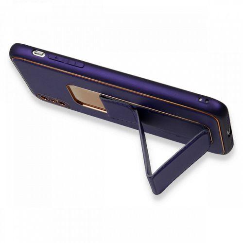 iPhone XS Max Kılıf Coco Deri Standlı Kapak - Mor